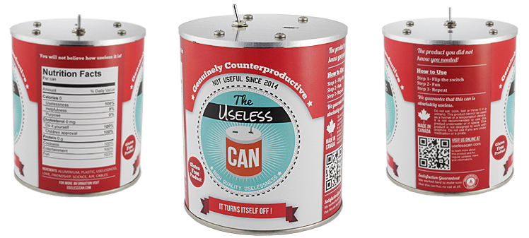 three different views of the useless can label